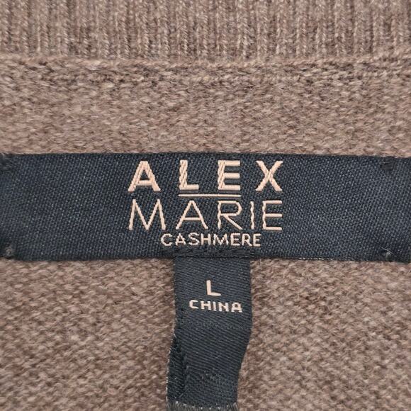 Alex Marie Cashmere Sweater Brown V-Neck Sz L Timeless Minimalist QuietLuxury - Picture 3 of 7